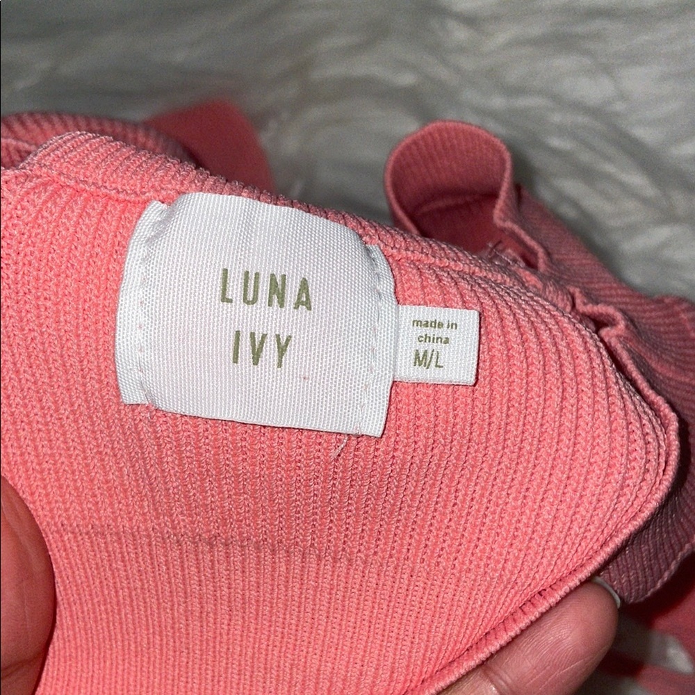 Luna Ivy Coral Ribbed Knit Bralette - Picture 4 of 5